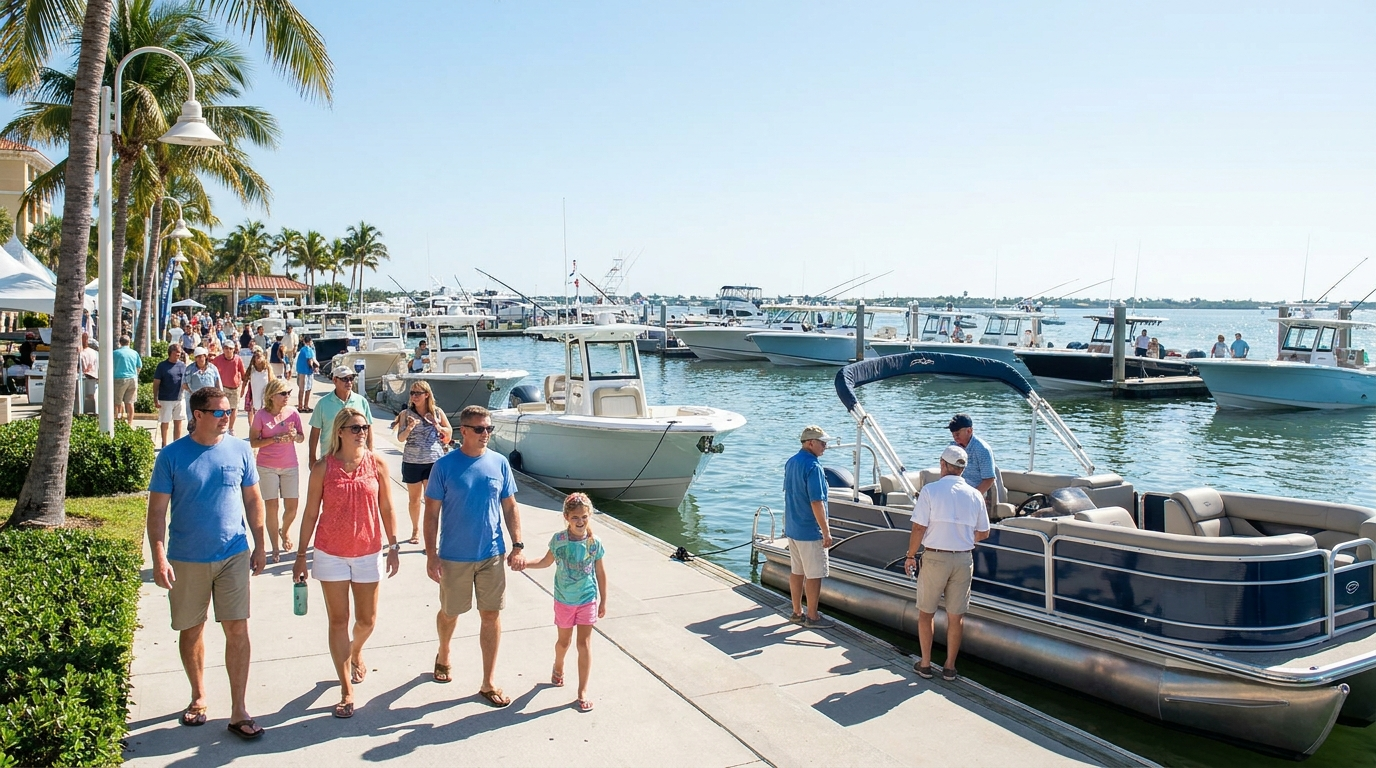 Boats on display along Florida's Gulf Coast at the Charlotte County Boat Show