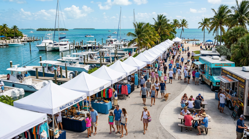 Outdoor nautical market and boat show on the beach at Founders Park in Islamorada