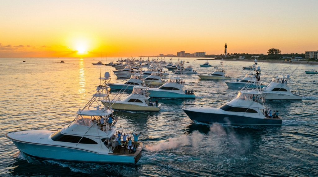 Sportfishing fleet at the Pompano Beach Saltwater Shootout kickoff tournament