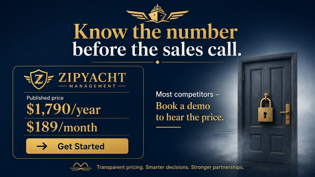 ZipYacht Management published price $1,790 per year plus $189 per month