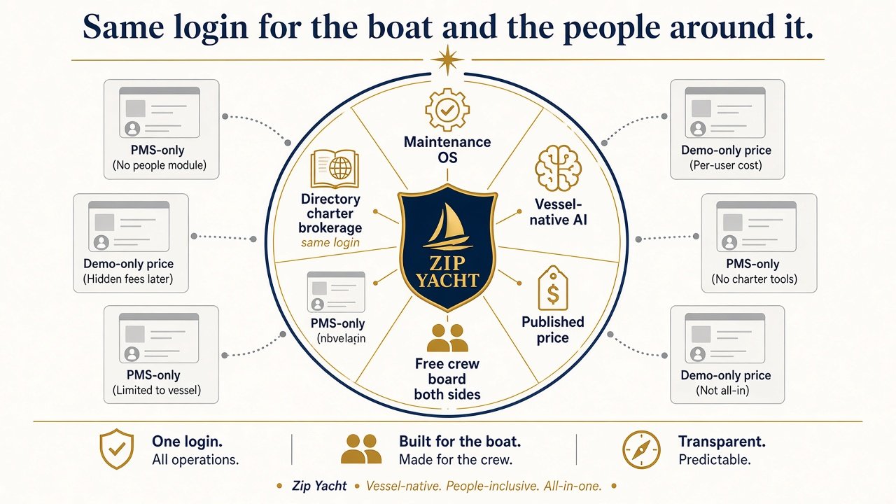 Zip Yacht vs the field — facts only, no fake scores