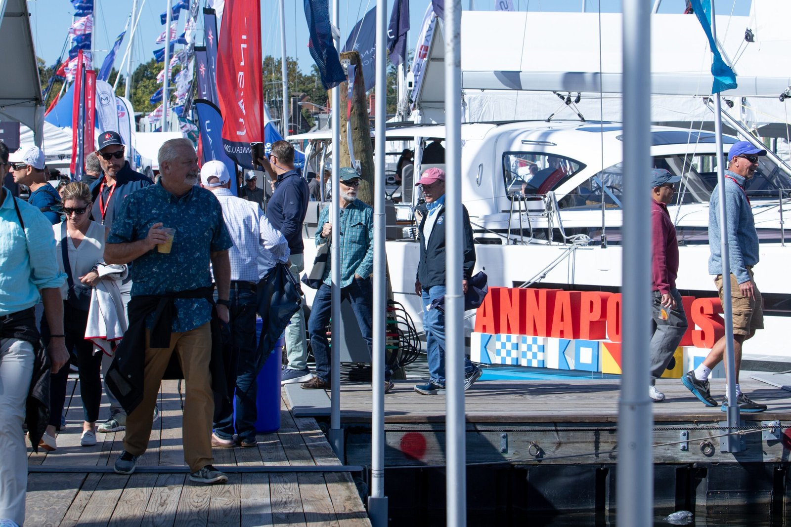 Annapolis Sailboat Show — boats rafted at City Dock. Photo courtesy Annapolis Boat Shows.