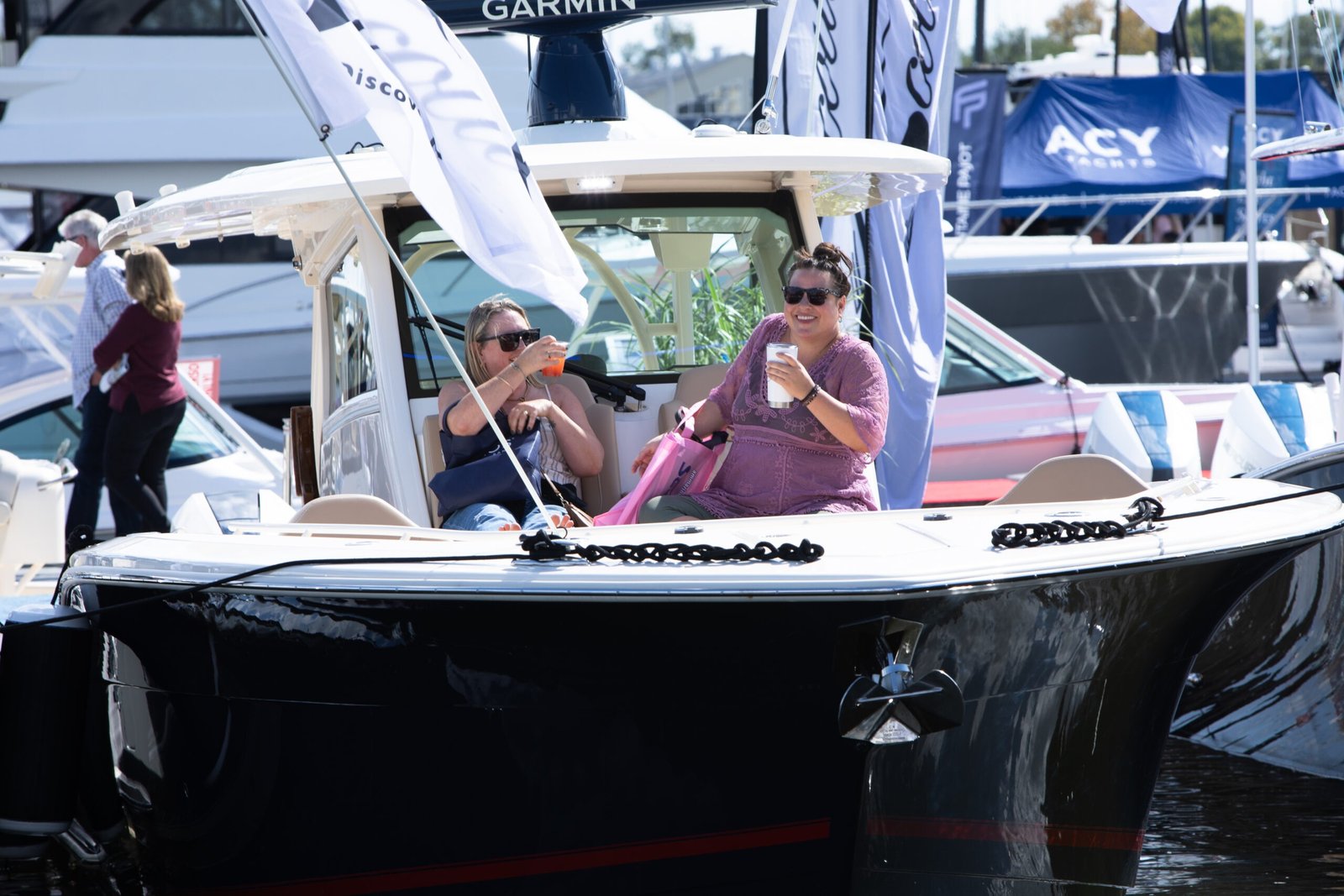 Annapolis Powerboat Show — motor yachts on display. Photo courtesy Annapolis Boat Shows.