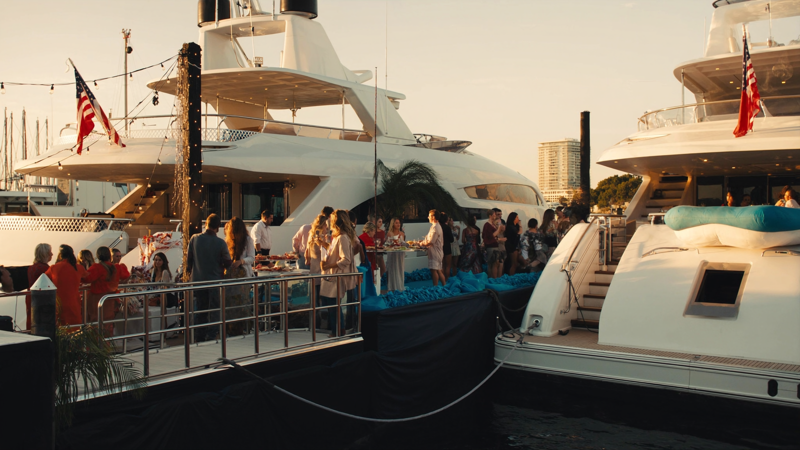 FLIBS 2026 golden hour dock party, Fort Lauderdale superyacht marina