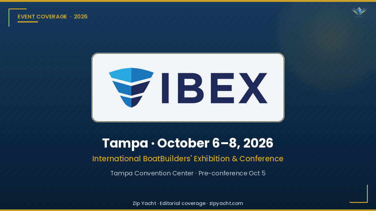 IBEX logo lockup for Tampa October 6–8, 2026 — Zip Yacht editorial coverage