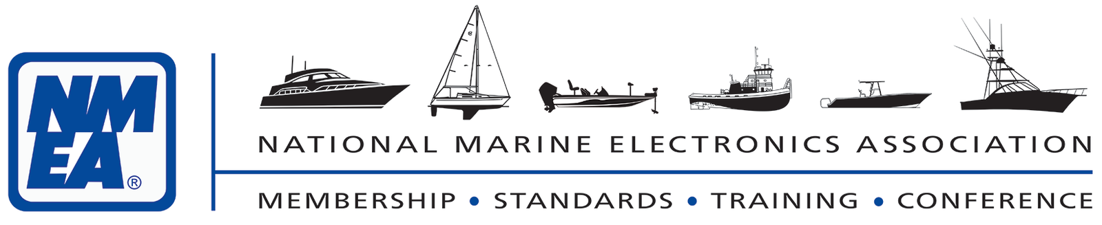 Official NMEA boats horizontal logo — National Marine Electronics Association membership, standards, training, conference