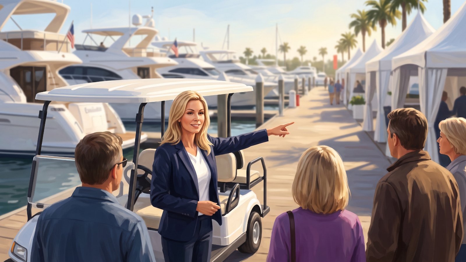 Sally giving directions on the show dock