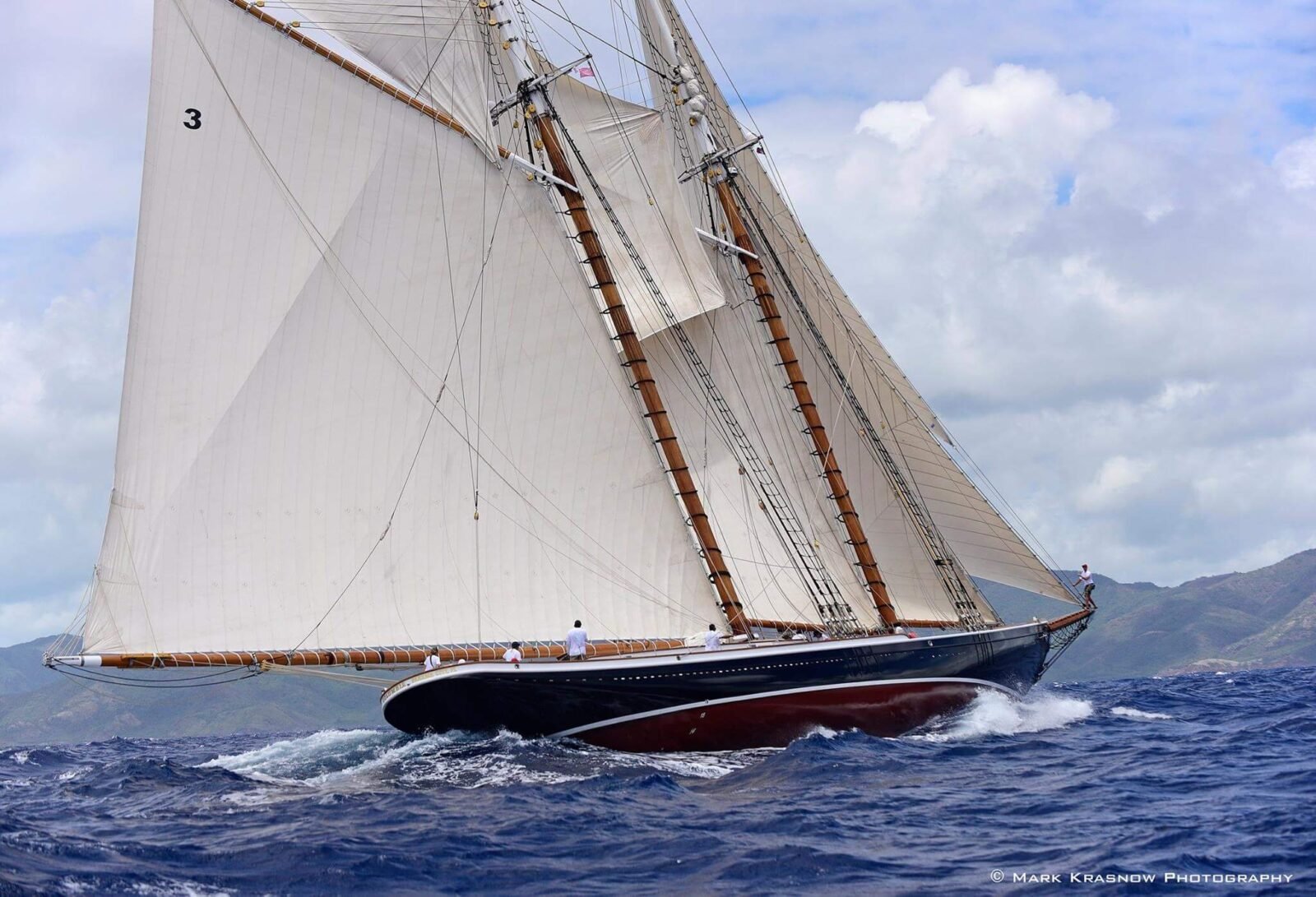 Classic schooner under full sail, an MTS Yachts client vessel
